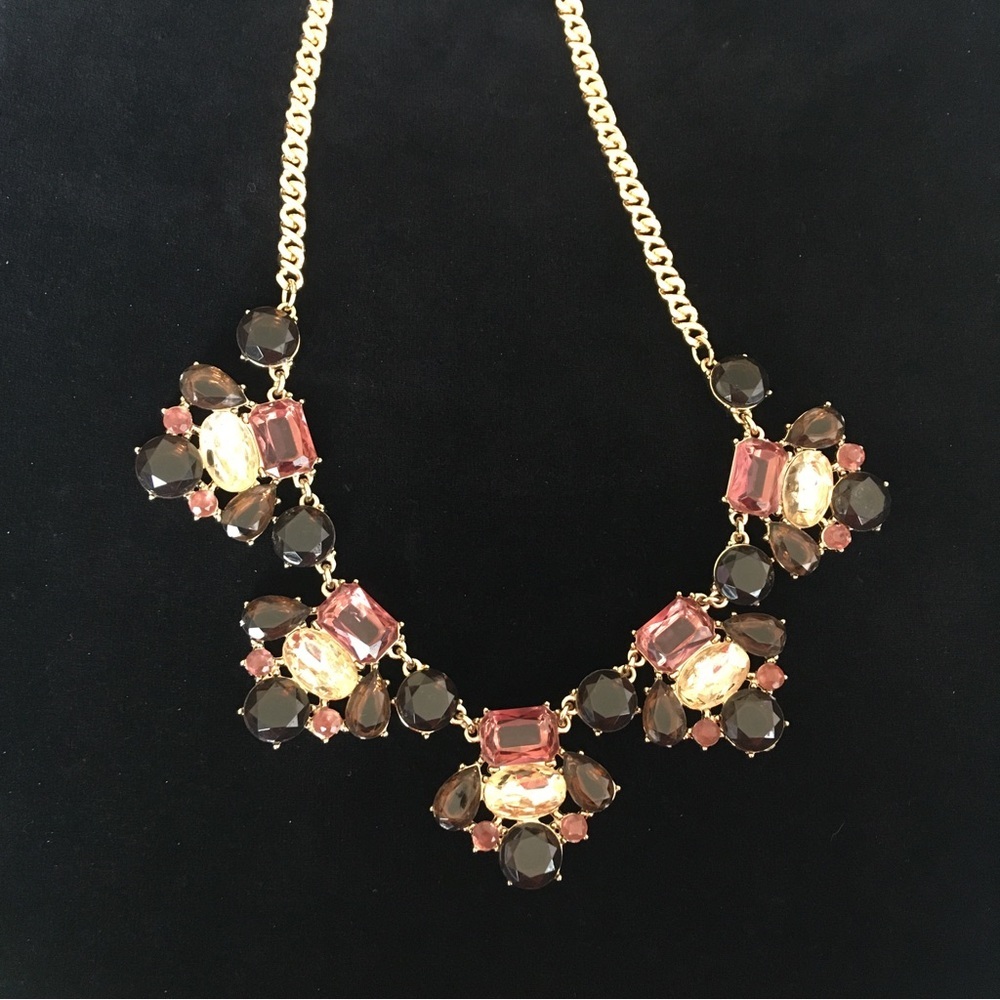 Purple Stone and Gold Tone Cleopatra Bib Necklace